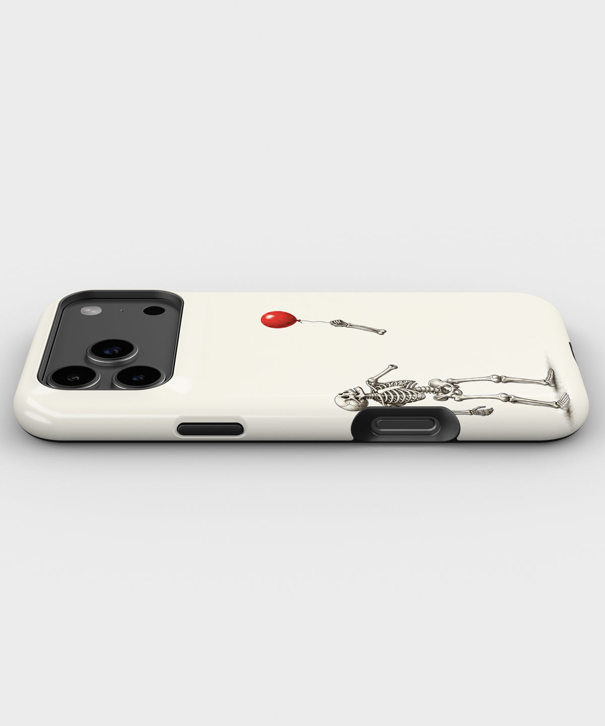 Skeleton with Red Balloon MagSafe iPhone Tough Case, side view showing case edges