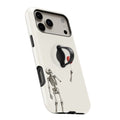Skeleton with Red Balloon MagSafe Loop Case, angled view with finger loop extended