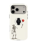 Skeleton with Red Balloon MagSafe Loop Case, rear view with finger loop folded flat