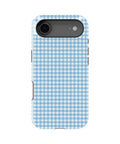 Sky Blue and White Gingham MagSafe iPhone Tough Case, rear view, iPhone17Air model image group