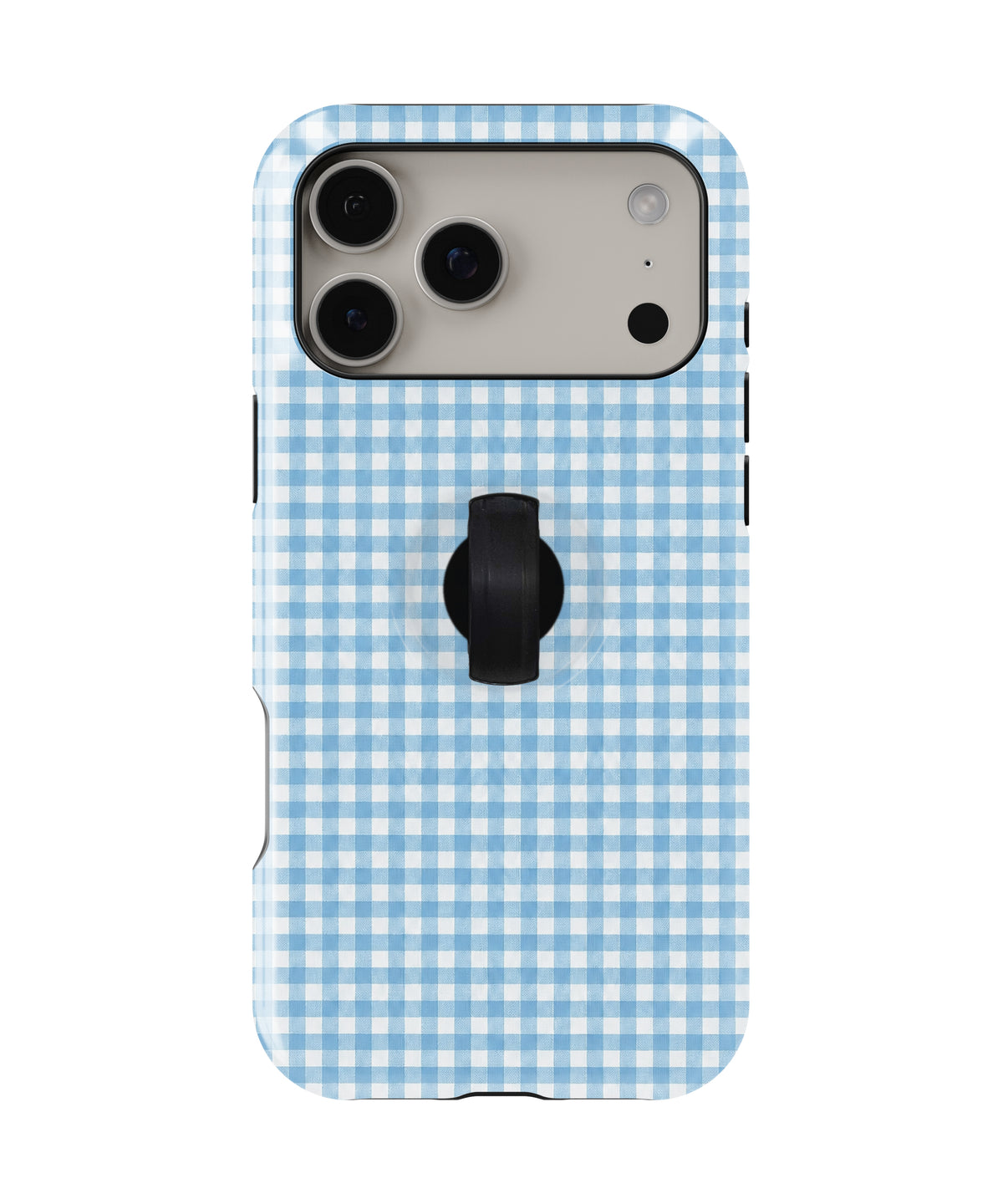 Sky Blue and White Gingham MagSafe Loop Case – iPhone 18 Pro Max & iPhone 18 Pro | Kickstand
