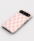 Soft Blush Wavy Checkerboard Google Pixel case front view