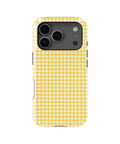 Sunflower Yellow and White Gingham MagSafe iPhone Tough Case, rear view, iPhone17-18Pro model image group