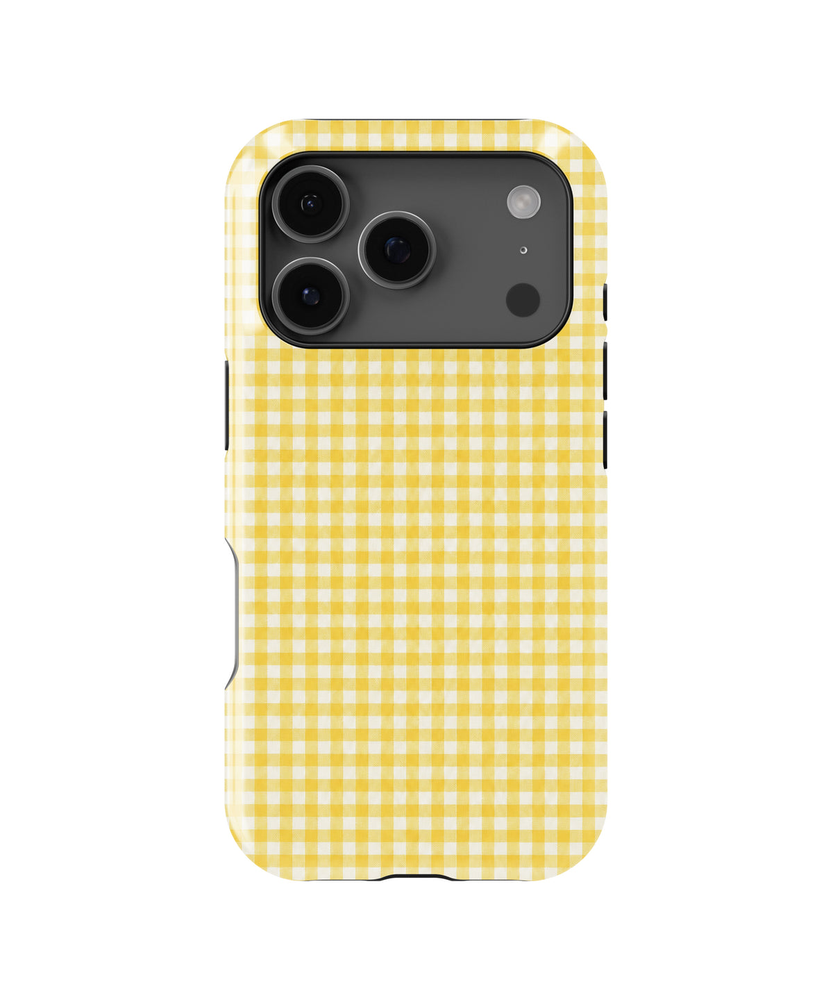 Sunflower Yellow and White Gingham MagSafe iPhone Tough Case, rear view, iPhone17-18Pro model image group