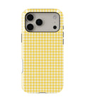 Sunflower Yellow and White Gingham MagSafe iPhone Tough Case, rear view, iPhone17-18ProMax model image group