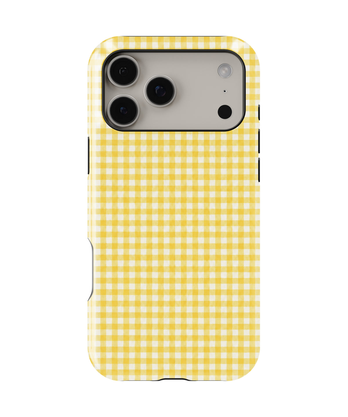 Sunflower Yellow and White Gingham MagSafe Tough Case – iPhone 18 Pro Max & iPhone 18 Pro | Custom Name