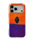 Tangerine Purple Color Block MagSafe Loop iPhone Case with built-in finger loop closed