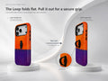 Tangerine Purple Color Block MagSafe Loop iPhone Case side view showing the built-in finger loop