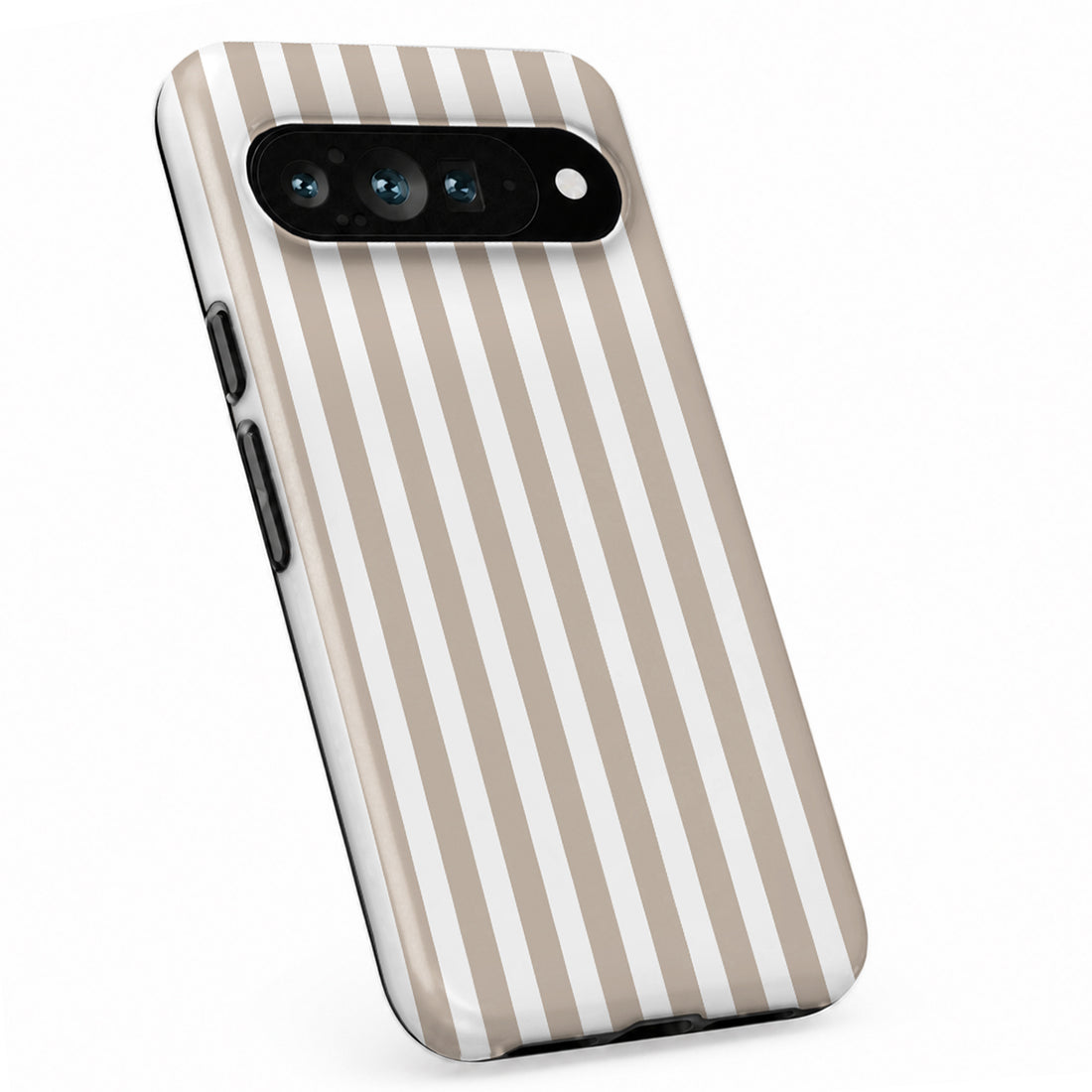 Taupe Pinstripe Google Pixel case with linear stripes