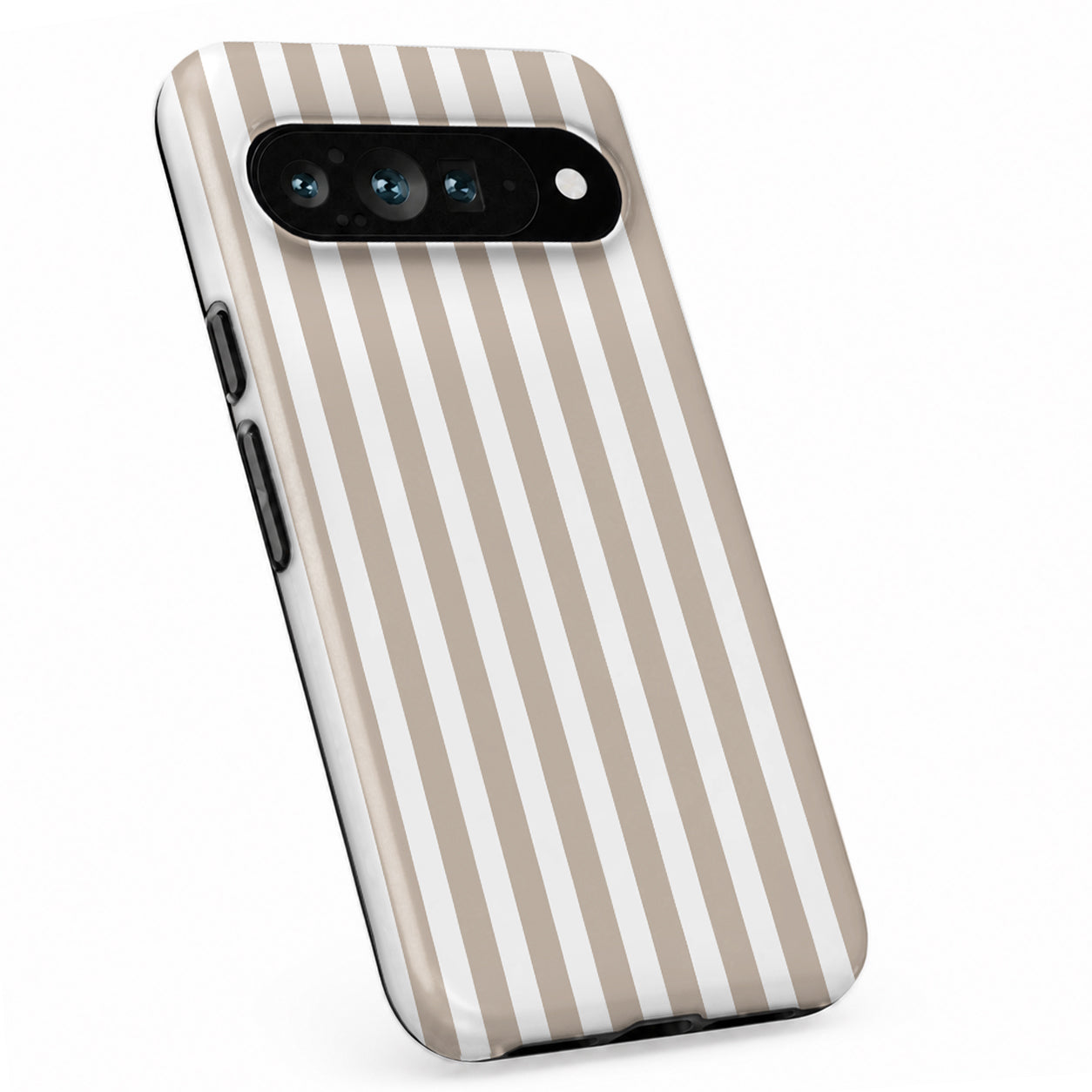 Taupe Pinstripe Google Pixel case with linear stripes