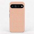 Terracotta Orange and White Gingham Google Pixel Case - centered back view