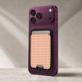 Terracotta Orange and White Gingham MagSafe Card Holder, attached to a compatible phone