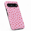Tiny Red Hearts Google Pixel case with decorative patterned artwork