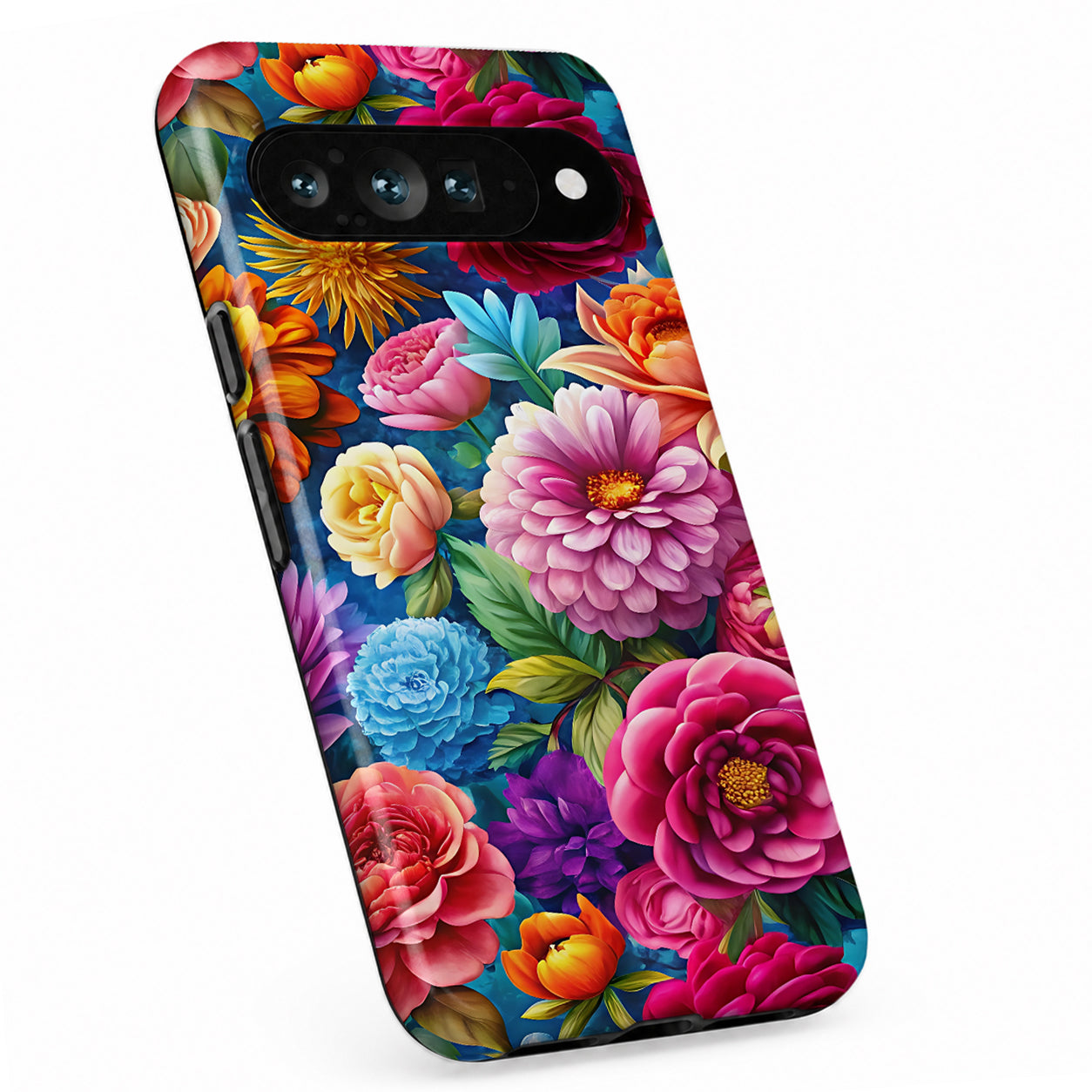 Vibrant Garden Floral Bouquet Google Pixel case with botanical flowers and leaves