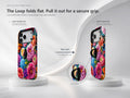Vibrant Garden Floral Bouquet MagSafe Loop iPhone Case side view showing the built-in finger loop