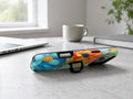 Vibrant Poppy Stained Glass MagSafe Loop iPhone Case shown in a neutral white professional lifestyle setting