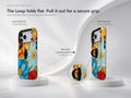 Vibrant Poppy Stained Glass MagSafe Loop iPhone Case side view showing the built-in finger loop
