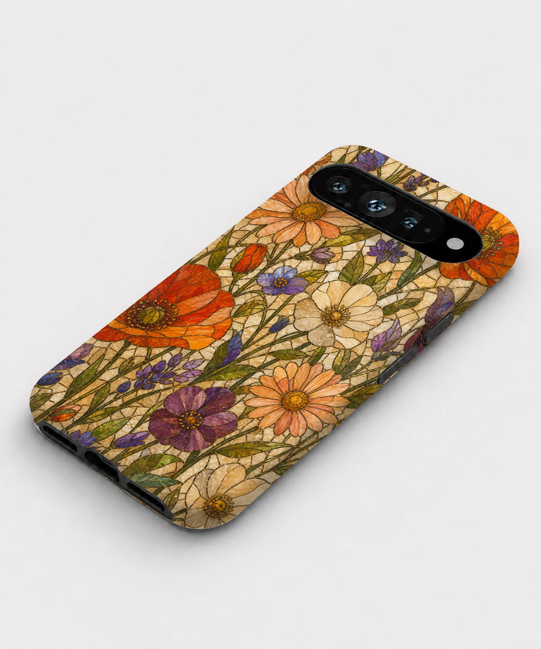 Vintage Autumn Wildflower Google Pixel case with botanical flowers and leaves