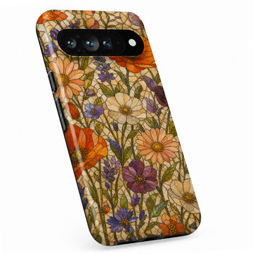 Vintage Autumn Wildflower Google Pixel case with botanical flowers and leaves