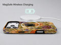 Vintage Autumn Wildflower MagSafe Loop iPhone Case shown with a MagSafe-compatible wireless charger attached