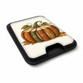 Vintage Book Pumpkin MagSafe Card Holder, angled view showing the thumb access opening