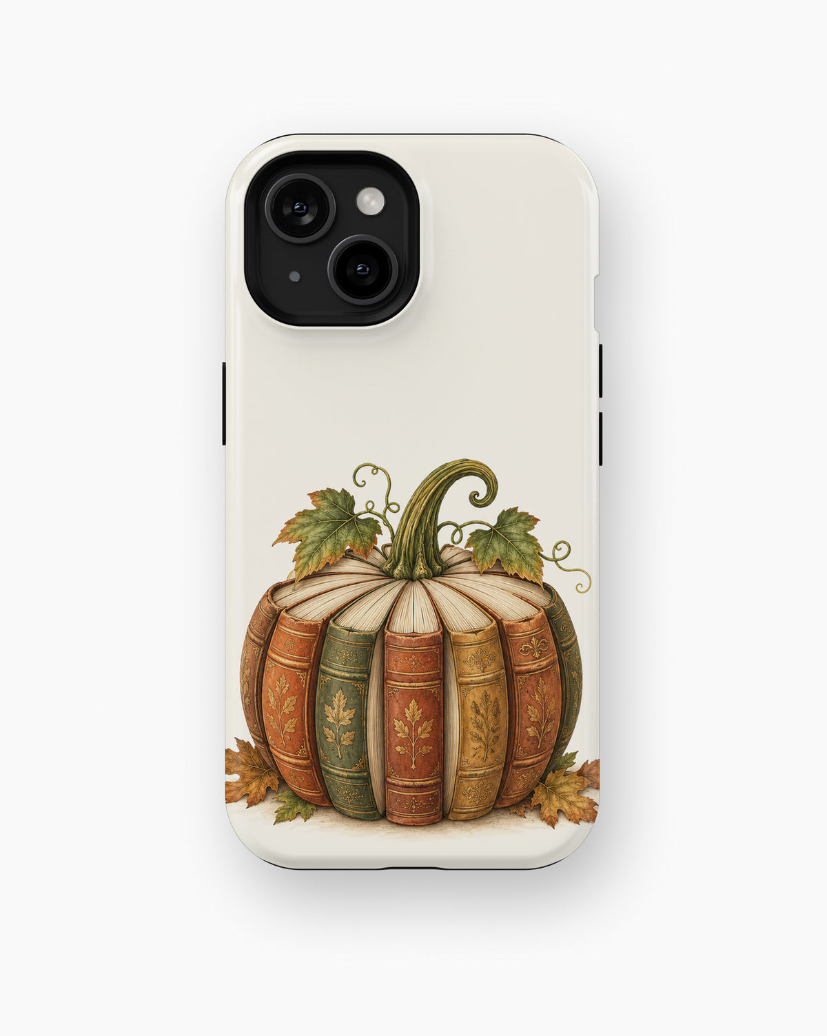Vintage Book Pumpkin MagSafe iPhone Tough Case, rear view, iPhone11-15 model image group
