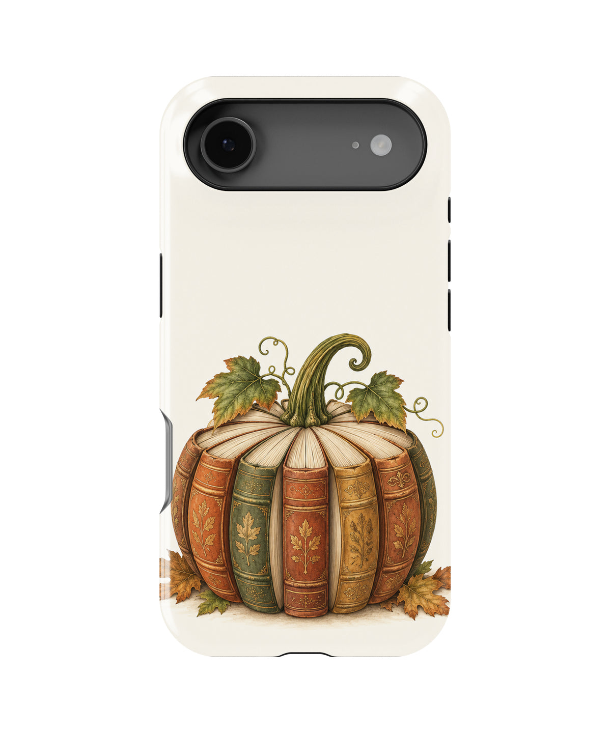 Vintage Book Pumpkin MagSafe iPhone Tough Case, rear view, iPhone17Air model image group
