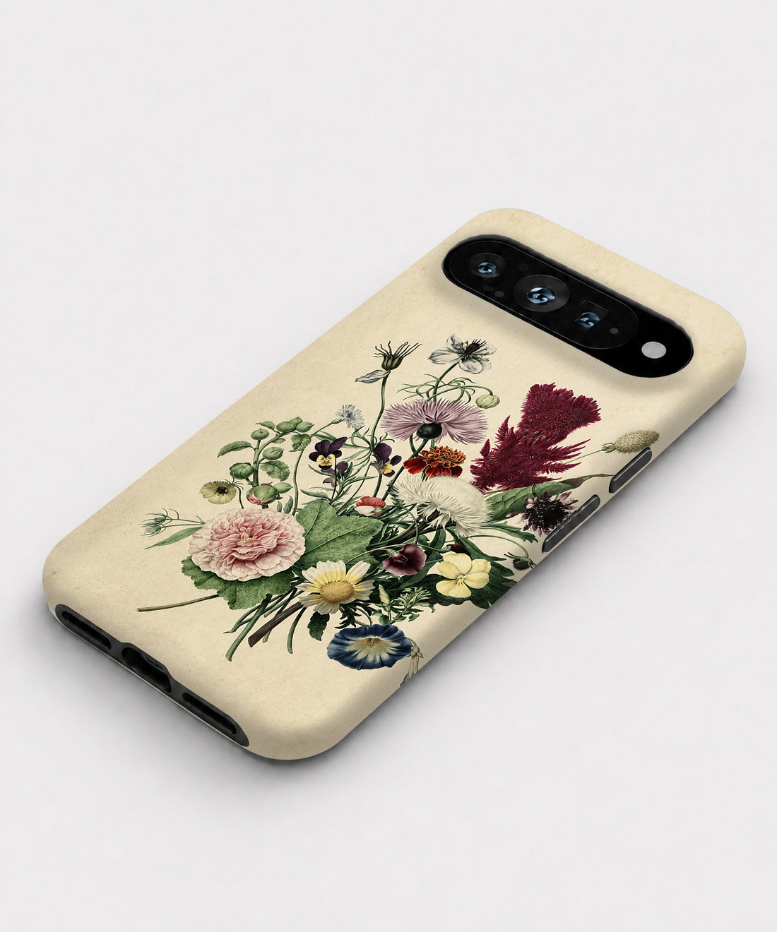 Vintage Botanical Bouquet Google Pixel case with botanical flowers and leaves