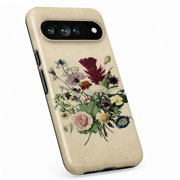 Vintage Botanical Bouquet Google Pixel case with botanical flowers and leaves