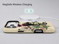Vintage Botanical Bouquet MagSafe Loop iPhone Case shown with a MagSafe-compatible wireless charger attached