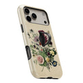 Vintage Botanical Bouquet MagSafe Loop iPhone case with built-in finger loop open