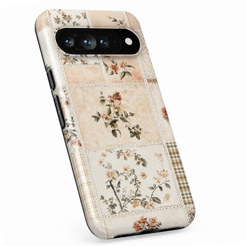 Vintage Botanical Collage Google Pixel case with botanical flowers and leaves