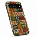 Vintage Folk Tile Patchwork Google Pixel case with repeating geometric shapes