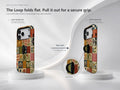Vintage Folk Tile Patchwork MagSafe Loop iPhone Case side view showing the built-in finger loop