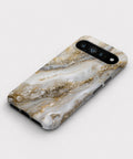 White Gold Agate Marble Google Pixel case front view