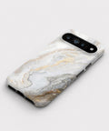 White Gold Marble Google Pixel case front view